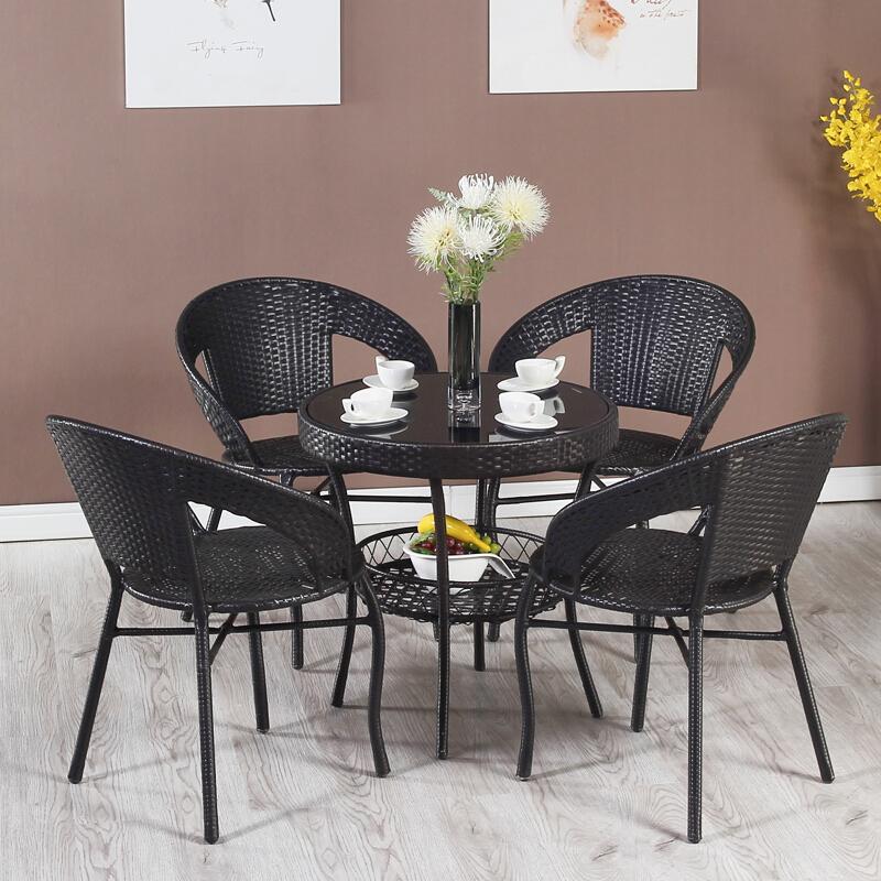 5-Piece Patio Table and Chair Set with 4 Chairs and Table Outdoor Dining Furniture for Bistro, Garden, Backyard, Living Room, Balcony