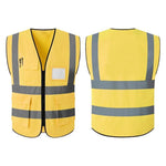 6 Pieces Safety Vest Fluorescent Reflective Vest Multi-Pocket Safety Suit Construction Worker Traffic Sanitation Protection Cloth - Yellow