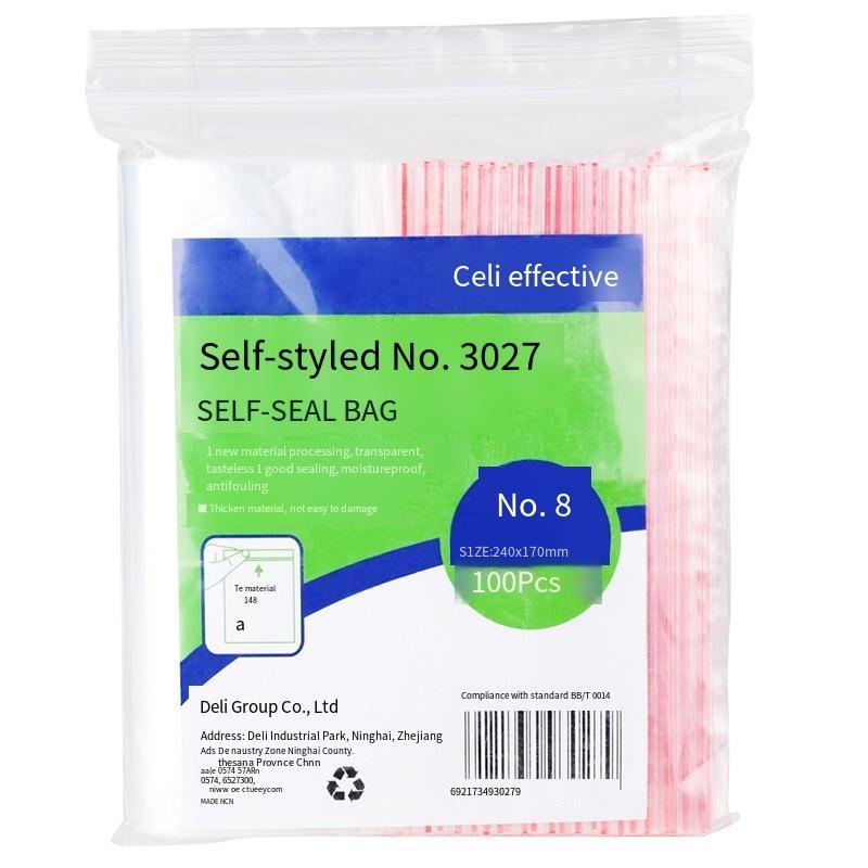 6 Bags 3027 Self Sealing Bag (transparent) - No.8 (100 Pieces / Bag) 240x170mm 0.04mm