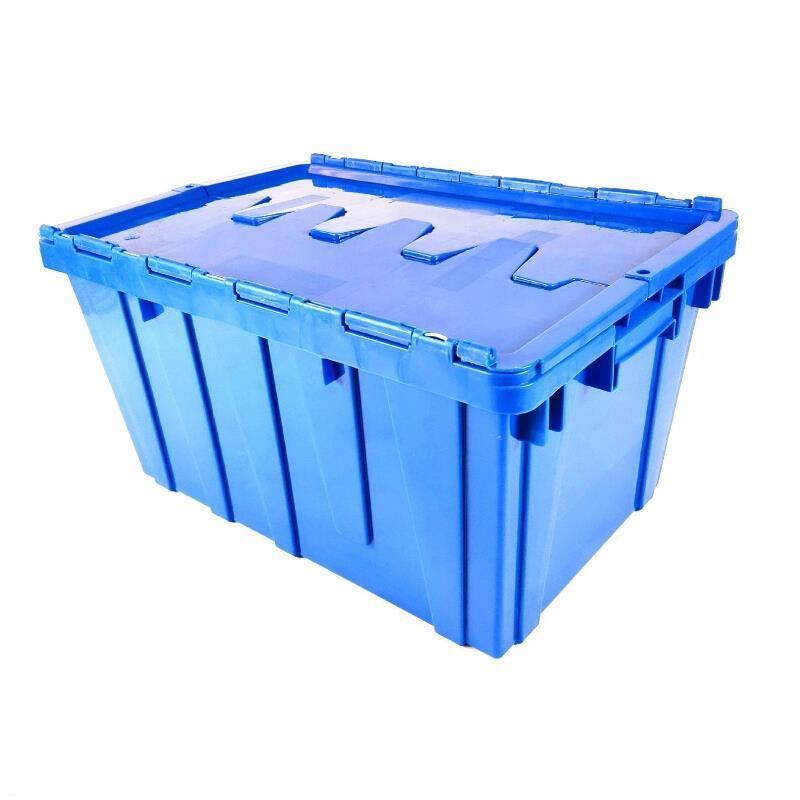 600 * 400 * 330mm Inclined Plug Turnover Box With Cover Logistics Transfer Box Material Basket Inclined Plug Box Super Distribution Box Blue
