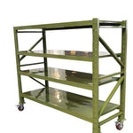 4 Tier Removable Storage Rack Army Green Left And Right Rear Three Side Screening Pulley 2 * 0.6 * 1.8m