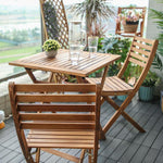 Balcony Tables And Chairs Solid Wood Combination Folding Home Simple Acacia Wood Outdoor Anti-corrosion Small Tea Table 2 Chairs + 1 60cm Round Table