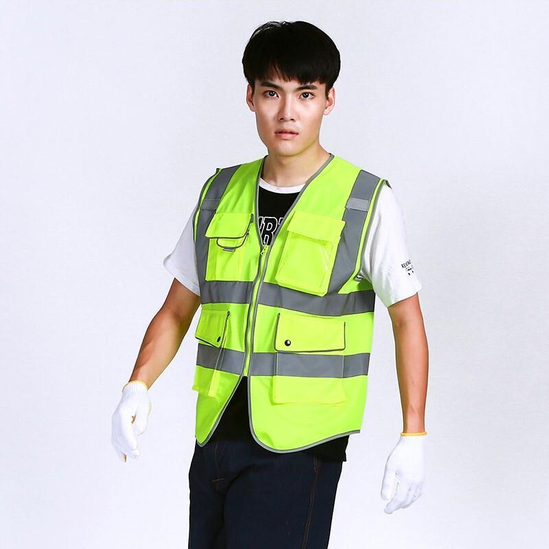 6 Pieces New Reflective Vest Vest Vest Construction Fluorescent Sanitation Worker Traffic Safety Clothes Riding Coat Hanging Walkie Talkie Fluorescent Yellow