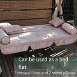 Garden Rocking Chair Iron Double Balcony Swing Courtyard Outdoor Roman Swing Hammock Upgrade Top Reinforced Tent 2 Round Pillows 3 Throw Pillows