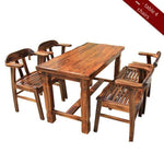 Outdoor Carbonized Anticorrosive Wood Table And Chair Combination Courtyard Open Balcony Garden Solid Wood 80 CM Square Table 4 Chairs