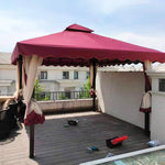 Outdoor Large Sunshade Tent Four Foot Pavilion Villa Courtyard Large Roman Tent Umbrella 3 * 3m + Gauze Curtain + Wai Cloth
