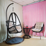 Balcony Hanging Basket Rattan Chair Swing Cradle Indoor Household Bird's Nest Hammock Lazy Courtyard Tables And Chairs Leisure Furniture Space Basket White Single + Tea Table + Leisure Chair