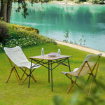 Aluminum Alloy Outdoor Folding Stool Camping Chair Park Picnic Portable Camping Table Fishing Butterfly Beige (including Canvas Storage Bag)