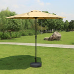 Outdoor Sunshade Umbrella Terrace Garden Solar Lamp Stall Large Sun Courtyard Iron Straight Rod Single Top Khaki + Water Seat