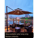 Outdoor Courtyard Table And Chair Sunshade Umbrella Large Terrace Villa Garden Square Leisure Combination Luxury 3.5m Square + 180kg Base