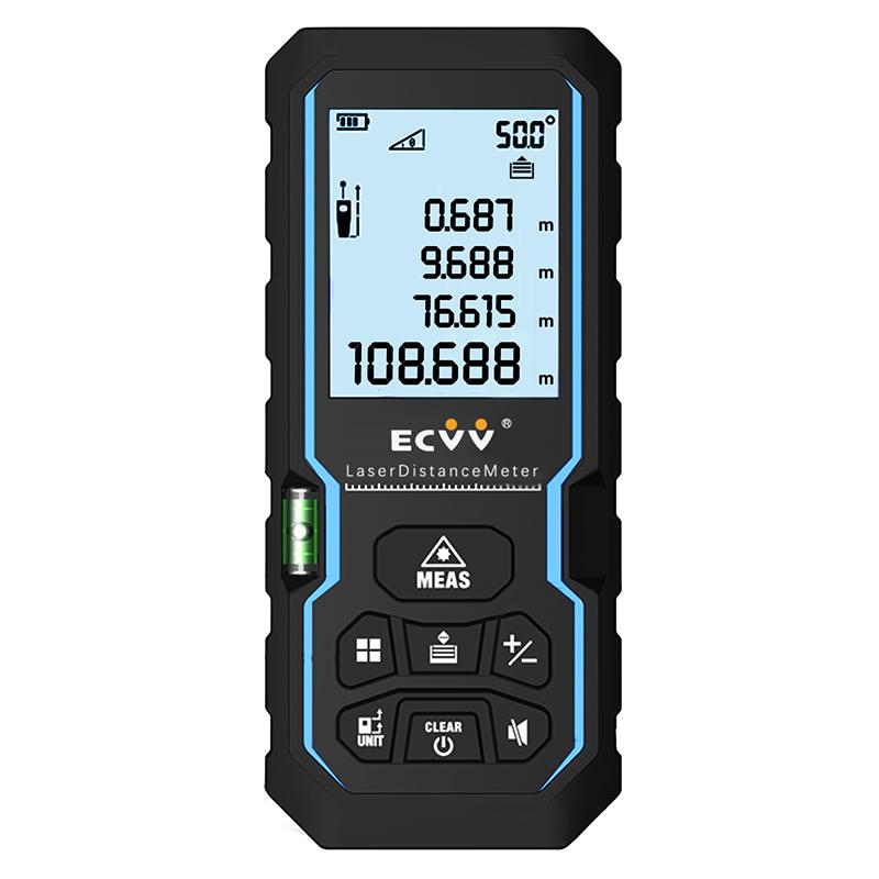 ECVV Laser Distance Meter Range Finder Portable Handle Digital Laser Measure Tool Tape Measure Area Volume Auto Level Auto Height with Bubble Level