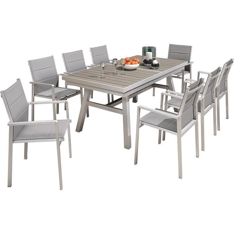 Outdoor Table And Chair Courtyard Telescopic Table Villa Garden Plastic Wood Table And Chair Combination Outdoor Balcony Outdoor Seat