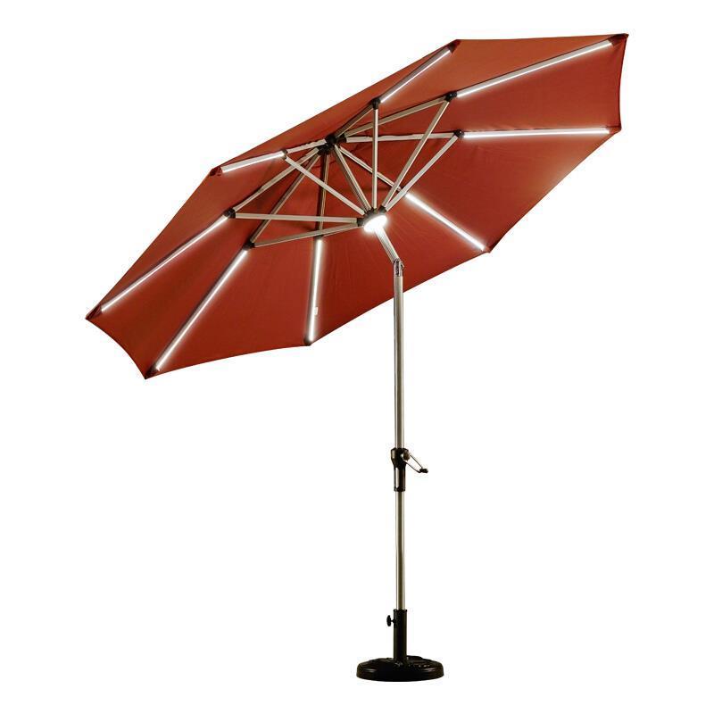 2.7m Round Wine Red (15kg Base) Outdoor Sunshade Umbrella Courtyard Leisure Umbrella Balcony Folding Solar Middle Column Umbrella Garden Outdoor Umbrella