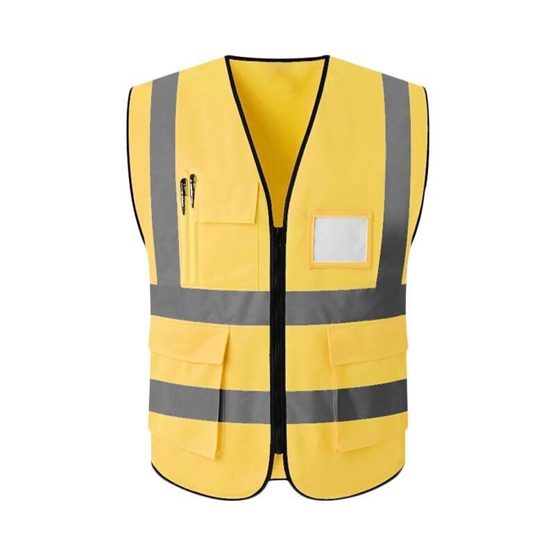 6 Pieces Safety Vest Fluorescent Reflective Vest Multi-Pocket Safety Suit Construction Worker Traffic Sanitation Protection Cloth - Yellow