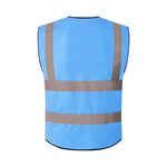 6 Pieces Safety Vest Blue Reflective Vest Multi-Pocket Safety Suit Construction Worker Traffic Sanitation Protection Cloth - Blue