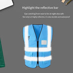 6 Pieces Safety Vest Blue Reflective Vest Multi-Pocket Safety Suit Construction Worker Traffic Sanitation Protection Cloth - Blue