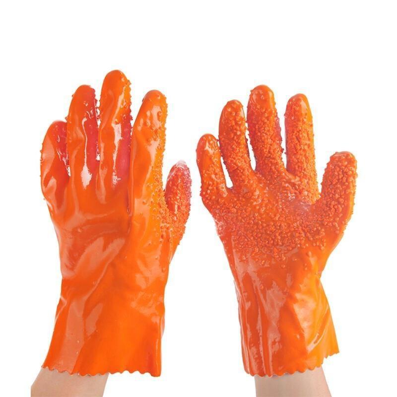 Full Immersion Rubber  Labor Protection Gloves Thickened Particles Antiskid Wear Resistant Acid And Alkali Resistant Gloves 5 Pairs / Pack