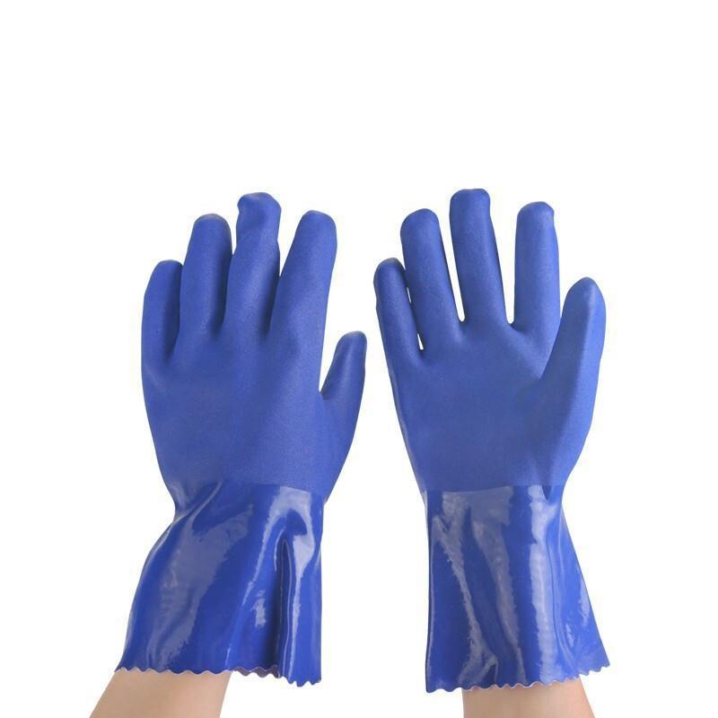 Oil Resistant Gloves Thickened Wear Resistant Acid And Alkali Resistant PVC Industrial Machinery Maintenance Protective Gloves 5 Pairs / Pack