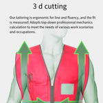 Multi-Pocket Zipper Reflective Vest Red Safety Vest with 4 Reflective Strips Safety Vests for Environmental Sanitation Construction Riding Running