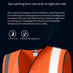 High Visibility Zipper Front Safety Vest With Reflective Strips Safety Reflective Vest with Pockets- Fluorescent Orange