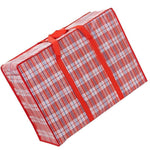 Woven Bag Moving Bag Thickened Oxford Cloth Luggage Packing Bag Waterproof Storage Snake Skin Bag 70 * 50 * 24 cm Red Lattice 10 Packs