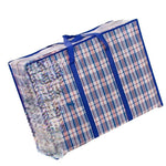 Woven Bag Moving Bag Thickened Oxford Cloth Luggage Packing Bag Waterproof Storage Snake Skin Bag Small Size 50 * 32 * 24 cm Blue Lattice 10 Packs