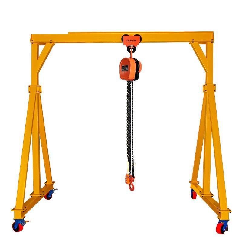 Mobile Gantry Crane Small Hand Push Removable Crane Gantry Crane Span 2.5m * Height 2.5m + Electric Hoist + Chain Car 3t / Set