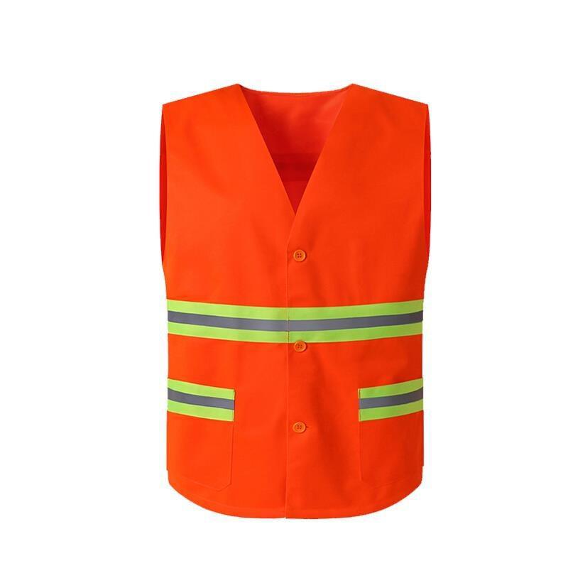 Button Type Reflective Vest Sanitation Worker's Labor Safety Protection Vest Road Cleaning Work Clothes Labor Protection Clothes - Orange