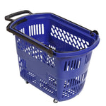 Supermarket Hand Basket Plastic Basket Turnover Basket Storage Basket Vegetable Basket Large Snack Supermarket Convenience Store Shopping Basket Pull Rod Large Blue