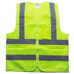 Multi Pocket Safety Vest Reflective Vest for Sanitation Road Construction Rescue Night Runing Riding - Fluorescent Yellow