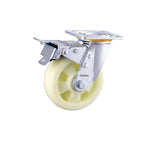 C1-6 Inch Flat Bottom Double Brake Heavy Beige Polypropylene (pp) Caster Universal Wheel 4 Sets / Set