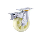 C1-6 Inch Flat Bottom Double Brake Heavy Beige Polypropylene (pp) Caster Universal Wheel 4 Sets / Set