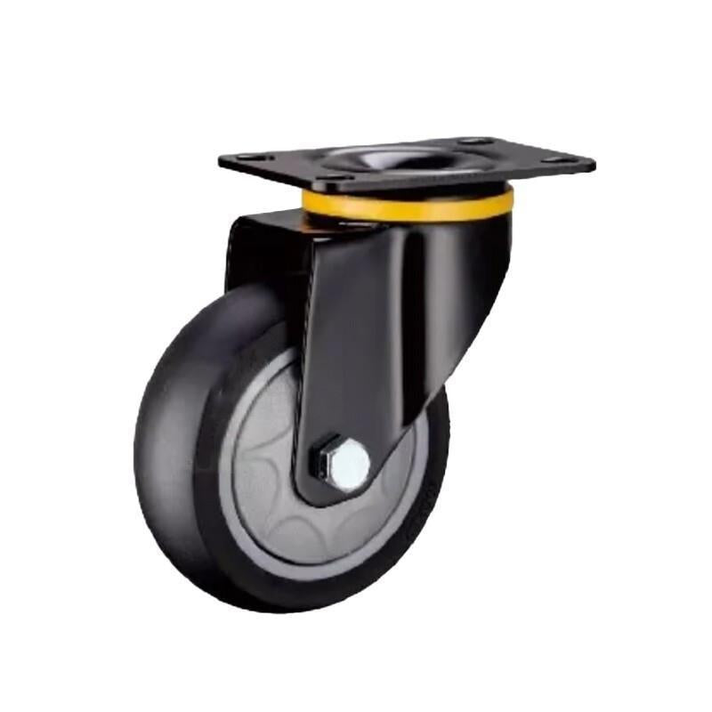 4 Sets 4 Inch Flat Bottomed Caster Movable Black Synthetic Rubber (TPR) Caster Medium Universal Wheel