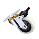 4 Sets 4 Inch Flat Bottom Plastic Caster Double Brake Milky White Polypropylene (PP) Caster Medium Universal Wheel