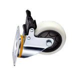 4 Sets 4 Inch Flat Bottom Plastic Caster Double Brake Milky White Polypropylene (PP) Caster Medium Universal Wheel