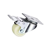 A1-1.5 Inch Flat Bottom Double Brake Beige Polypropylene (PP) Caster 4 Medium Light Universal Wheels / Set