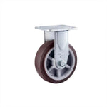 C13-6 Inch Fixed Coffee Color Synthetic Rubber (TPR) Caster Heavy Directional Wheel 4 Sets / Set