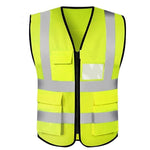 Reflective Vest Reflective Suit Cycling Traffic Construction Environmental Sanitation Vest (Multi Pocket Zipper Fluorescent Yellow Uniform Size)