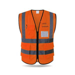 Multi-Pocket Reflective Vest with Zipper Breathable Mesh Fabric Safety Vest for Construction Engineering Traffic Safety Warning Clothes - Orange