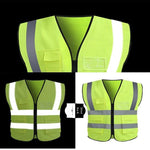 Reflective Vest Safety Protection Multi-Pocket Reflective Vest Zipper Fluorescent Vest Automobile Traffic Safety Warning Emergency Rescue Vest