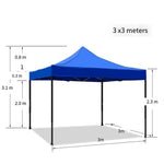 Outdoor Sunshade 3x3m Advertising Tent Large Canopy Parking Courtyard Sun Umbrella Stall Night Market Barbecue Shed Activity Exhibition Booth Blue