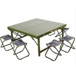 Multifunctional Table And Chair Set 1.1m Field Folding Table And Chair Portable Camping Training Equipment Table + 8 Camouflage Mazars