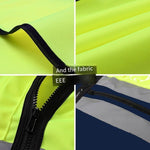 6 Pieces High Visibility Reflective Safety Vests with Pockets and Zipper Front 2 Highly Reflective Strips for Safety Working Running - Fluorescent Yellow+Blue