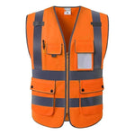 Orange Red Reflective Safety Vest For Traffic Sanitation Construction Workers
