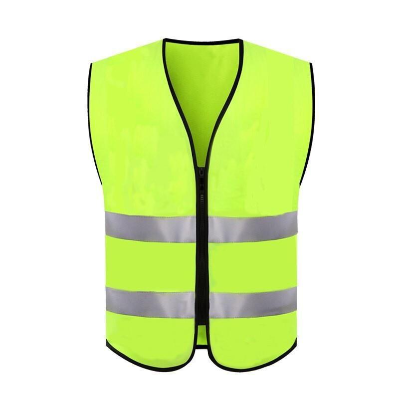 High Visibility Reflective Safety Vests Zipper Reflective Vest Fluorescent Yellow Breathable Construction Workwear