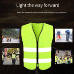 High Visibility Reflective Safety Vests Zipper Reflective Vest Fluorescent Yellow Breathable Construction Workwear