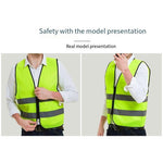 High Visibility Reflective Safety Vests Zipper Reflective Vest Fluorescent Yellow Breathable Construction Workwear