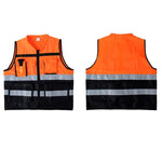 Reflective Vest Highlight Night Work Safety Vests Warning Clothing Construction Multi Pocket Reflective Clothing - Orange Free Size