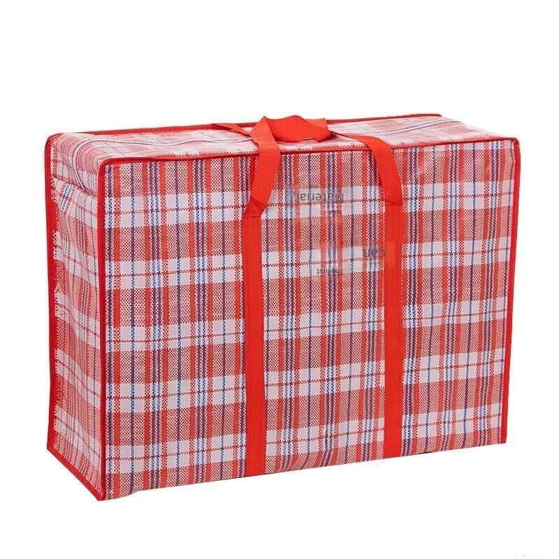 70*50*24cm Red Lattice (10 Pack) Woven Bag Moving Bag Extra Thick Oxford Cloth Luggage Packing Bag Waterproof Storage Snake Skin Bag