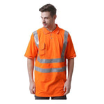 Fluorescent Orange Breathable Bird Eye Cloth Short Sleeve Polo Shirt Size S-3XL